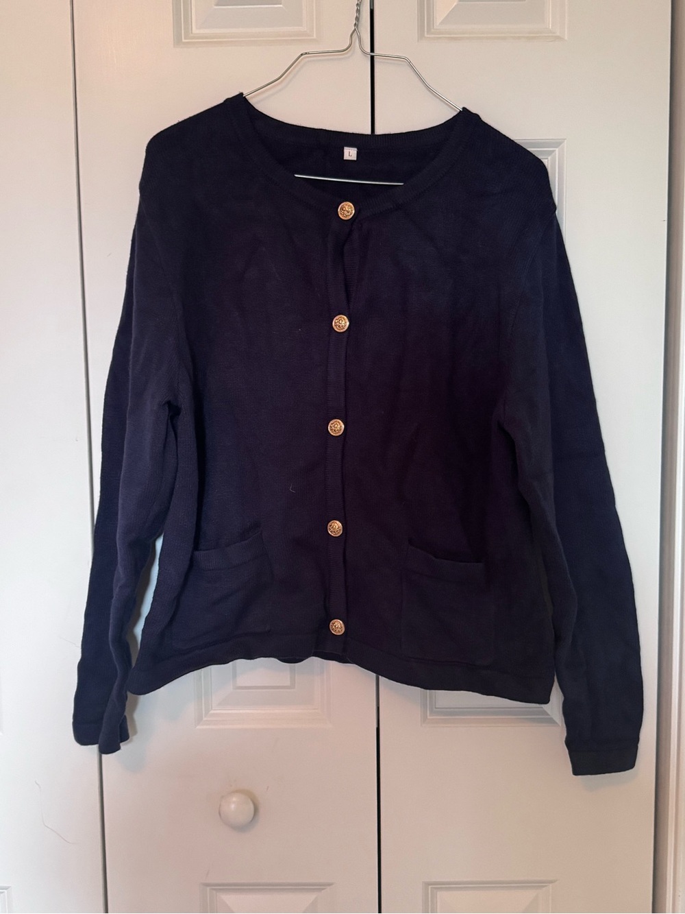 Women’s Navy Button-Front Cardigan Sweater